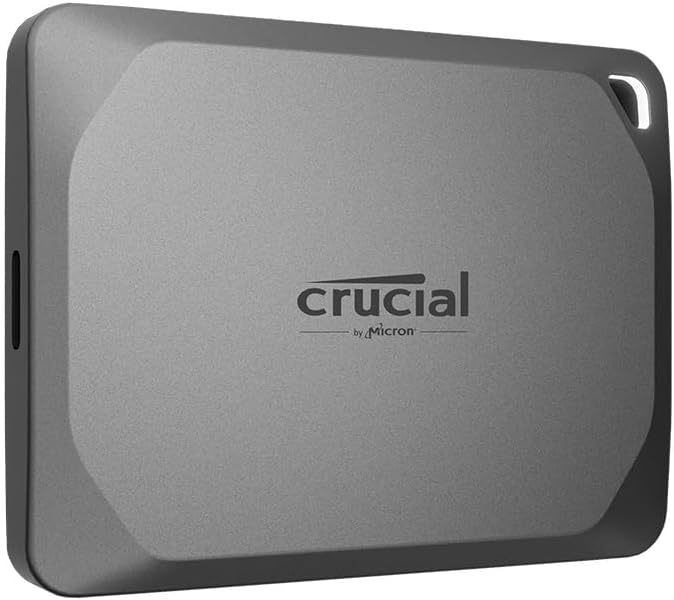 Crucial X9 Pro 2TB Portable SSD, Up to 1050MB/s Read & Write, 3.2 USB-C, External Solid State Drive, Durable Storage for PC & Mac, for Content Creators & Videogaphers, Silver - ‎CT2000X9PROSSD902<br>